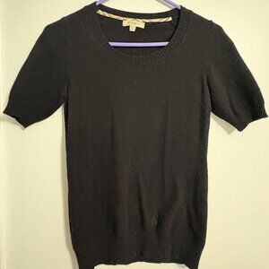 Black Burberry women's Short Slv Merino Wool